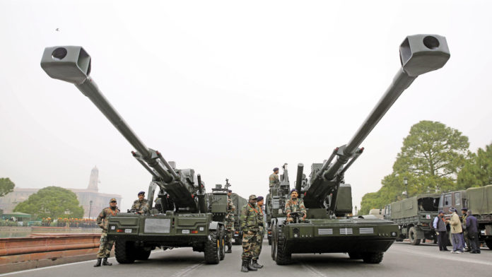 Advanced Towed Artillery Gun Systems (ATAGS) manufactured by Bharat Forge (left) and Tata Power SED