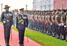 Changes at the top : Gen Bipin Rawat Appointed India’s First CDS Gen MM Naravane inspecting a guard of honour at South Block, New Delhi, on taking over as the COAS.