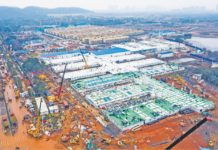 Pandemic : Timeline of China’s Coronavirus Lies The Huoshenshan temporary field hospital under construction as it neared completion in Wuhan-01