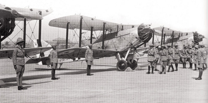 Wapitis IIAs of ‘A’ Flight, No.1 Squadron being inspected at Kohat, 1936