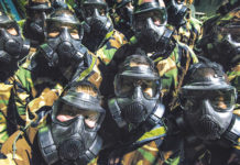 PANDEMIC – Ominous Drift Towards US-China Conflict US airmen with the 108th Wing, New Jersey Air National Guard don M50 masks for training in chemical, biological, radiological and nuclear warfare