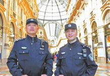 Pandemic Ruthlessly Exploited by China In early May 2017, Chinese police officers in their national uniforms started patrolling streets in Milan and Rome alongside Italian cops