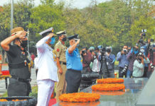 PANDEMIC: Armed Forces Salute Corona Warriors Armed forces representatives paying homage at National Police Memorial.