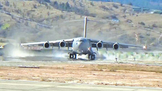 IAF MODERNISATION: Tata Power SED to Modernise 37 Airfields An IAF C-17 Globemaster landing at Mechuka Advanced Air Landing Ground in Arunachal Pradesh