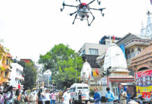 Conditional Exemption for Using Drones to Fight Coronavirus A drone being used to monitor the situation in Varanasi during lockdown