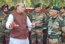 India’s Resolute Response Defence minister Rajnath Singh and Army Chief Gen MM Naravane, in Delhi, on 21 Feb 2020.