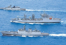 India’s ‘Existential Threat’ Shifting Towards its Maritime Frontier INS Sahayadri, INS Shakti and INS Kamorta during Exercise MALABAR 18.