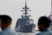 Japan deepens intelligence sharing with India, Australia and UK Indonesian naval officers stand by as a Japanese destroyer arrives in Jakarta as part of an Indo-Pacific tour in 2018