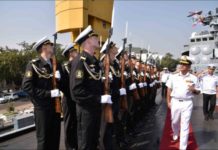 Indian and Russian Navies to hold mega exercise near Andaman and Nicobar Islands Guard of Honour being Presented to Rear Adm B Dasgupta by Russian Federation Navy Ship Admiral Tributs
