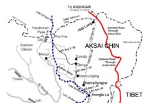India rejects China’s 1959 claim line Map of Ladakh showing positions in 1962