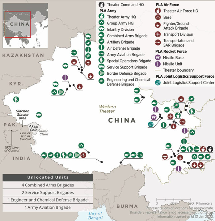 Map showing China's field formations