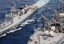 INDIA – US: BECA and Other Military Enabling Agreements INS Talwar refuelling from USN Yukon in the North Arabian Sea under the logistics support agrrementb between the two nations