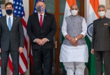 India-US joint statement riles Pakistan on terror US Defence Secretary Mark T Esper, US State Secretary Mike Pompeo, Defence Minister Rajnath Singh and External Affairs Minister S Jaishankar