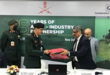 Indian Army Signs MoU on Indigenisation and Innovation Partnership Maj Gen KV Jauhar, Addl DG Army Design Bureau exchanging a MoU with Sujith Haridass of CII