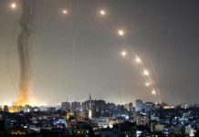 Gaza Conflict and the Role of Iron Dome Multiple Iron Dome Tamir interceptors launched towards rocket barrage fired from Gaza