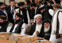 No Recognition, Only Aid for Taliban Taliban official Abdul Salam Hanafi, center, and other members of the political delegation from the Afghan Taliban's movement at the talks in Moscow, Russia, 20 October 2021.