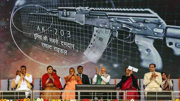 Prime minister Narendra Modi announced the establishment of the Ordnance Factory Korba for manufacture of AK-203 Kalashnikov rifles on 4 March 2019