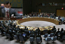 Debate on Protection of civilians in armed conflict Counsellor in India's Permanent Mission to the UN, R Madhu Sudan (inset) speaking at the UNSC in New York