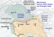 Army Chief Raises Possibility of Demilitarization Map showing Siachen Glacier and Shaksgam Valley