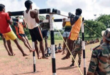Army feels strain of manpower crunch amid recruitment freeze Aspiring recruits undergo physical tests at a recruitment centre