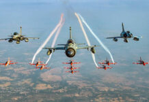 IAF Splits $20 Bn Fighter Jet Procurement Into Two Programmes From left Rafale, MiG_21, Miragew 2000 and below, Surya Kiran team in Hawks