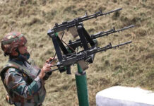 Improvised Counter-drone equipment deployed in J&K A soldier mans an improvised counter-drone system in J&K
