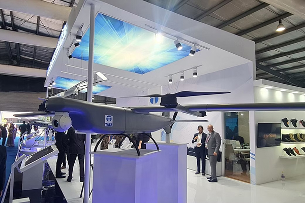 ALS-50, a loitering munition displayed by Tata Advanced Systems Limited (TASL) at DexExpo 2022