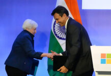 US seeks closer ties with India as tension with China and Russia builds US Treasury Secretary Janet L. Yellen welcomed by Anant Maheshwari of Microsoft at their Development Center in Noida, 11 Nov 2022