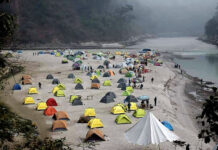 Army facilitating civilian adventure activities near LAC Adventure camp on the banks of the Teesta river in Sikkim