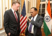 US courts India as technology partner to counter China US NSA Jake Sullivan with Indian NSA Ajit Doval in Washington DC on January 31, 2023