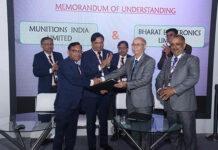 BEL signs MoU with MIL for Ammunition Exports Mr Bhanu Prakash Srivastava, Director (Other Units), BEL, and Mr S K Rout, Director (Operations), MIL, exchanging the MoU documents at Defexpo today in the presence of Mr Ravi Kant, CMD, MIL, Mr Joydeep Majumder, Executive Director, BEL and other senior officers of BEL and MIL.