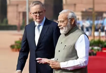 Indian and Australian PMs agree to take collective action against terrorism Prime Minister Narendra Modi with his Australian counterpart Anthony Albanese at Rashtrapati Bhavan forecourt, New Delhi,10 March 2023