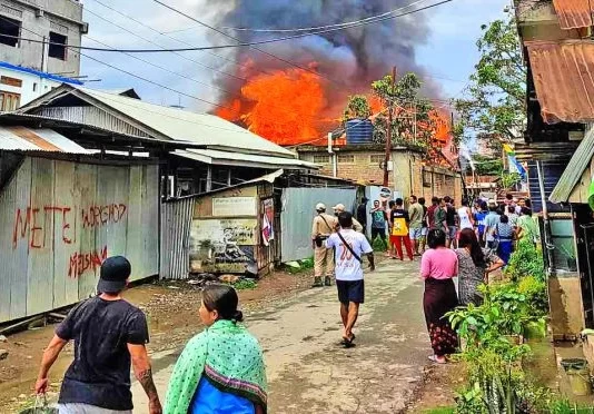 Violence in Manipur Manipur witnessed ethnic clashes between the Kuki and Meitei communities since May 3. Image of burning houses in Imphal