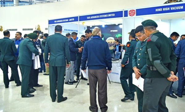 Visitors at the display by Tata Advanced Systems Ltd