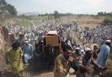 Recent Spurt in Terror Attacks in NW Pakistan People carry the coffins of victims, who were killed in a blast, during funeral in Bajaur district of Khyber Pakhtunkhwa province, Pakistan on July 31