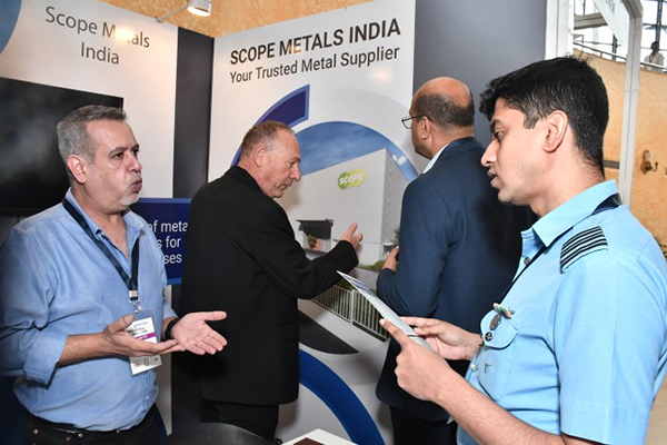 Visitors at the exhibition stand of Scope Metals India
