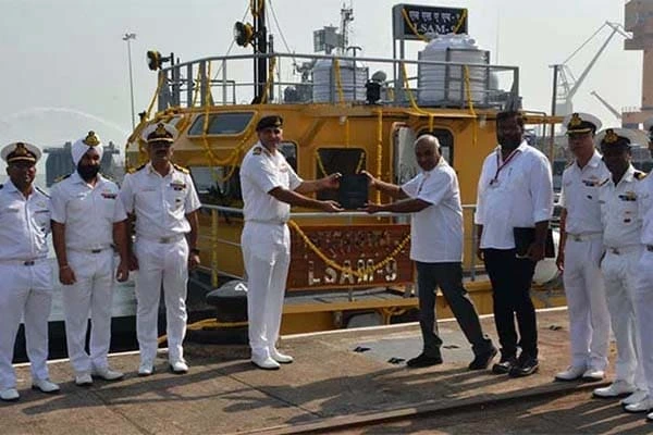 Missile Cum Ammunition Barge, LSAM 9 (Yard 77) was handed over to the Indian Navy on 22 Nov 2023.