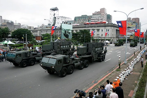 Taiwans American-made Patriot surface-to-air missile batteries pass during a parade in Taipei, Taiwan