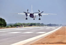IAF MODERNISATION-IAF Upgrade Base & Test Highway Landing An An-32 aircraft of the IAF carrying out overshoot over NH 16 near Addanki, Andhra Pradesh.