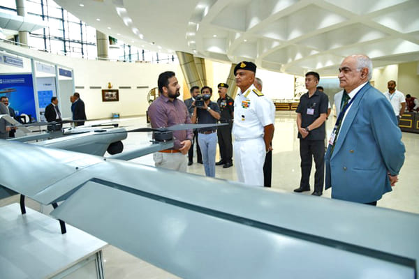 Admiral R Harikumar, Chief of the Naval Staff, visiting one of the exhibition stands