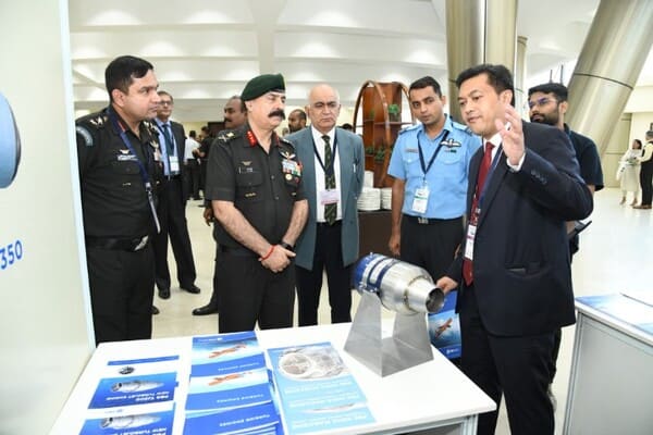 Lt Gen Ajai Kumar Suri, Director General Army Aviation visiting one of the exhibition stands