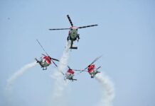 AIR SHOW – Fighter Jets Soared in Bhopal Skies Sarang Helicopter Display Team of the IAF during the Bhopal Air Show