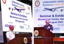 NAVAL EXERCISE – Annual Joint HADR Exercise 2023 Admiral R Harikumar, Chief of the Naval Staff, (left) delivering the Inaugural Address and (right) Lt Gen Ajai Kumar Suri, Director General Army Aviation delivering the Keynote Address