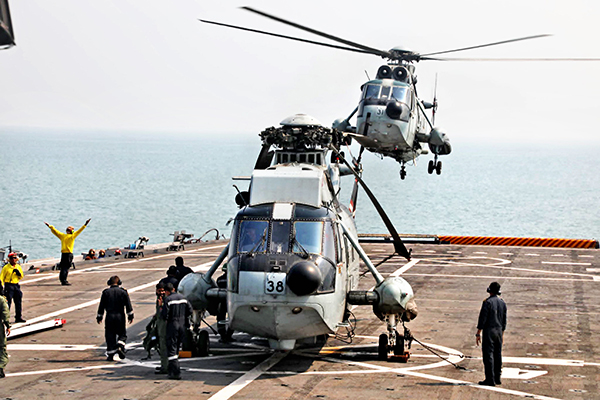 Cross Deck helicopter operations involving UH3H, CH53 and MH60R helicopters were undertaken