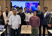 India-US I2A Launchpad Boosts Start-Ups in Dual-Use Tech EtherealX co-founder Manu Nair (3rd, left, 2nd row), and BonV Aero co-founder Satyabrata Satapathy (2nd left, 2nd row) with other members of the I2A Launchpad
